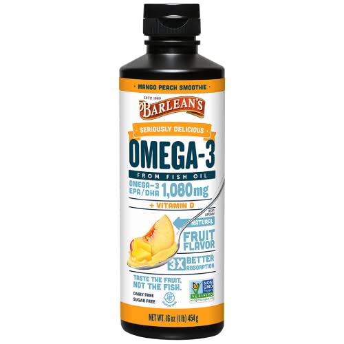 Mango Peach Omega 3 Fish Oil Liquid Supplement, 16 oz X33078