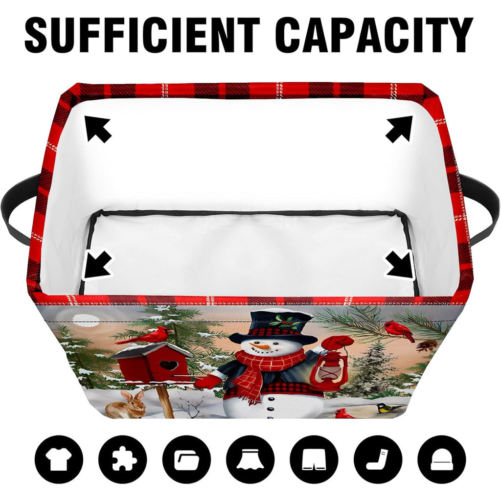 Christmas Snowman Fabric Storage Baskets with Handles, 2 count F911