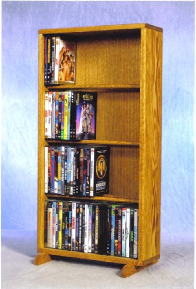 Solid Oak 4 Row Dowel CD/DVD Cabinet Tower E21175