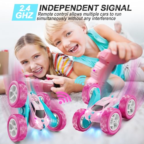 4WD Double Sided 360° Rotating Remote Control Stunt Car Green M5365