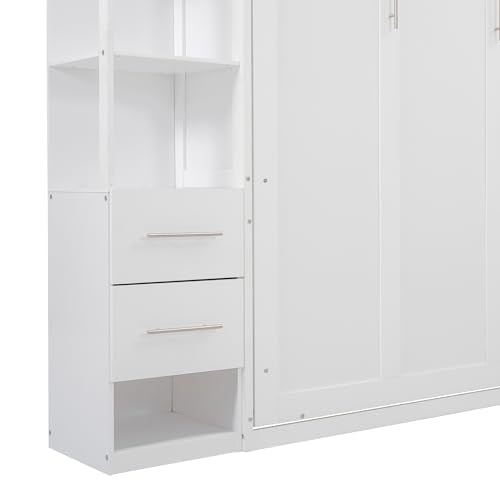 Gray Queen Size Wood Murphy Bed with LED Lights A229