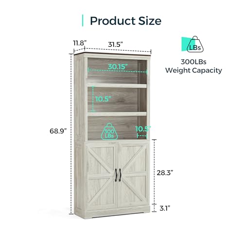 Black 5-Shelf Bookcase with Doors Z22613