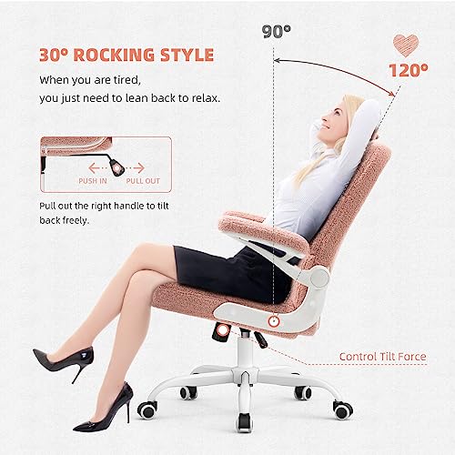 Gray Velvet High Back Office Chair with Wheels and Flip-up Armrest Y935