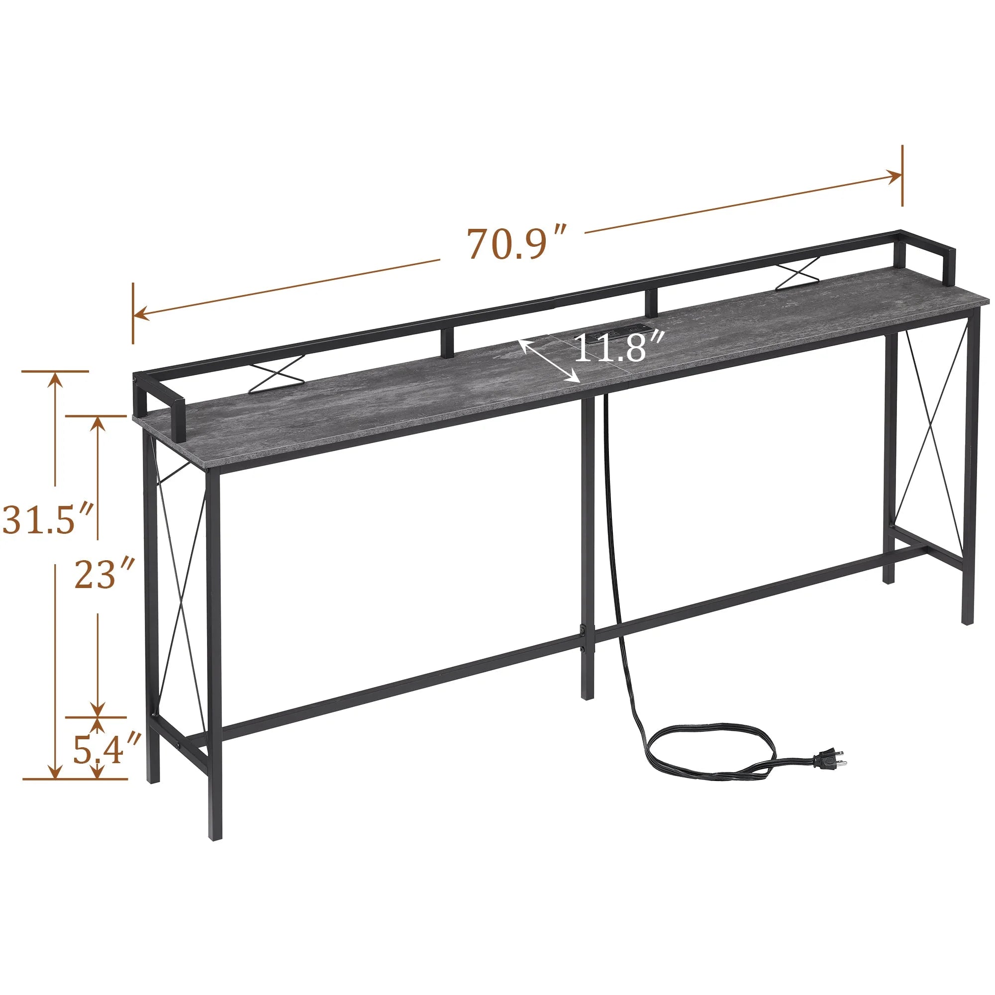 Black 5-Piece Console Table and Stool Set with 4 Adjustable Swivel Chairs Q88340