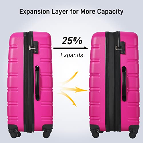 3 Piece Hardside Expandable Suitcase Set with Spinner Wheels and TSA Lock, 20 24 28 Inch, Rose Pink X47397