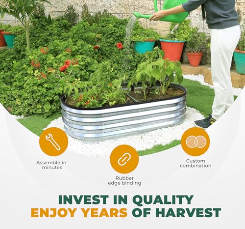 Dark Grey Metal Raised Garden Bed Kit 6x2x1ft H1412