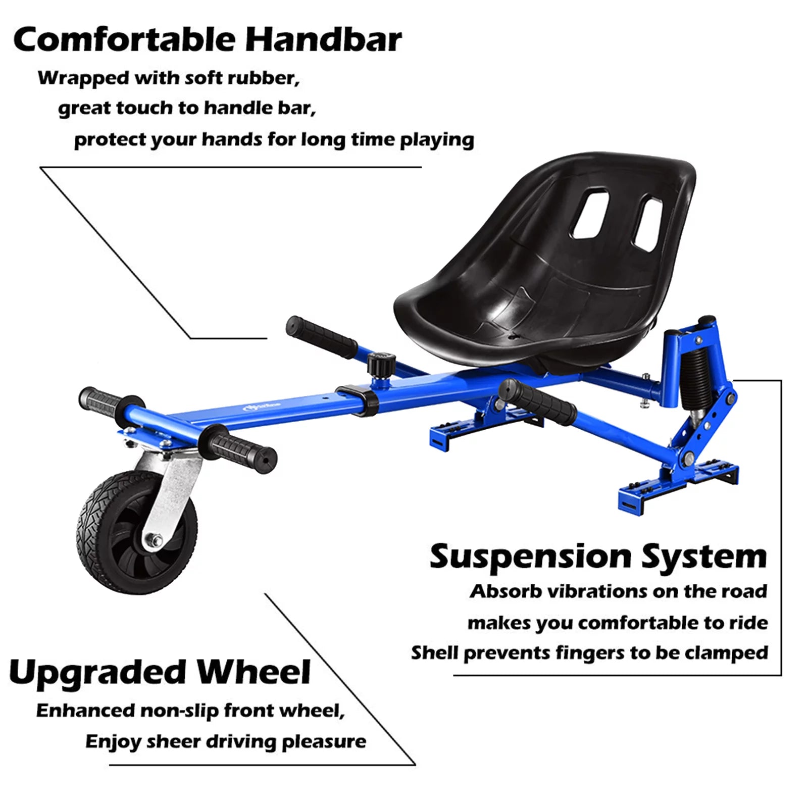Blue Hoverboard Go Kart with Off-Road Tire and Shock Absorber T50166
