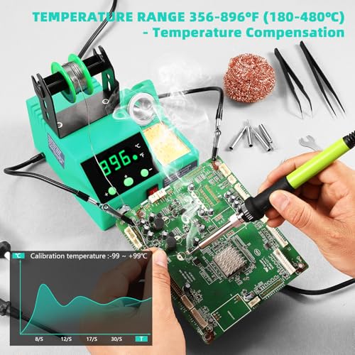 100W Digital Display Soldering Iron Station Kit with 2 Helping Hands G43453