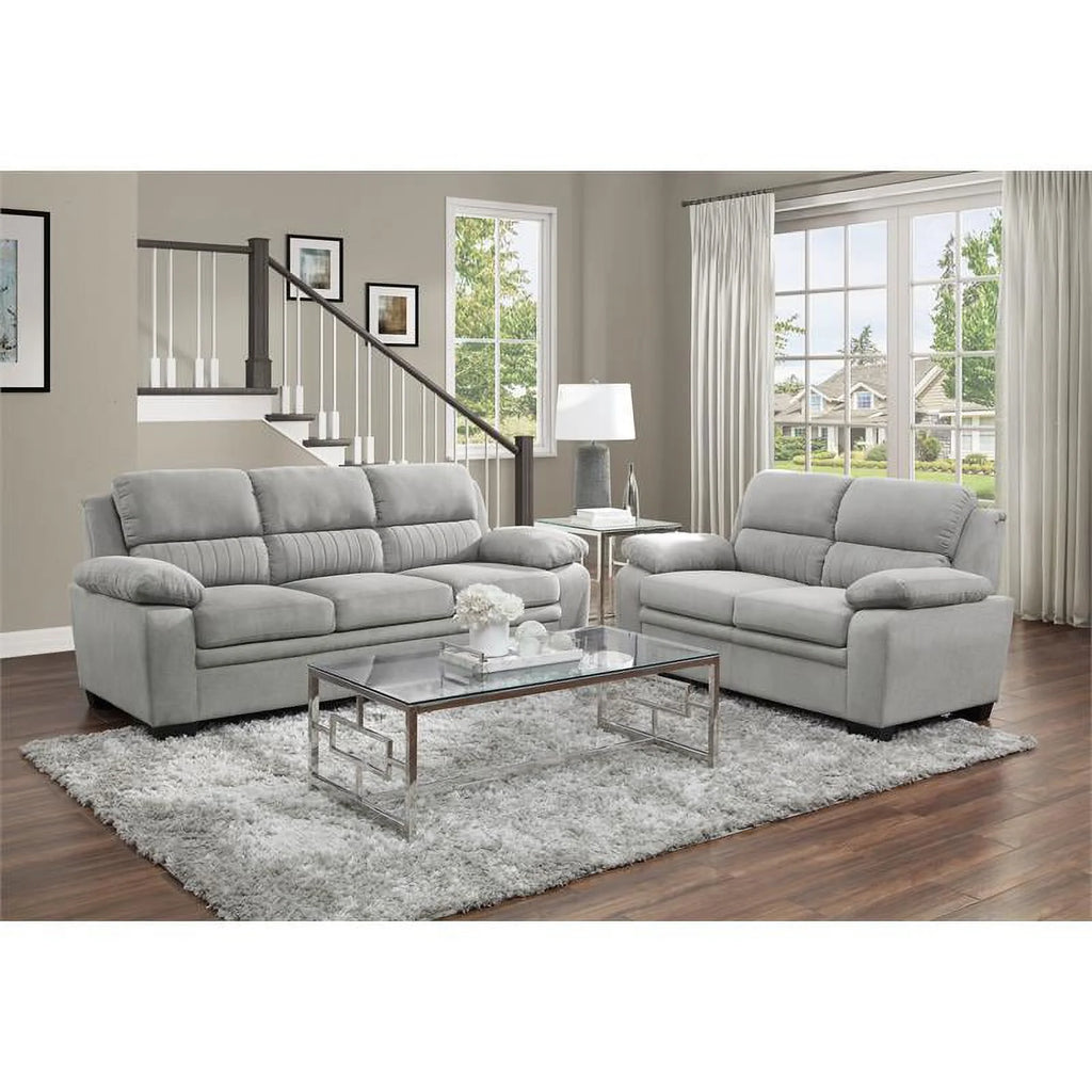 Light Gray Textured Fabric Sofa O125373