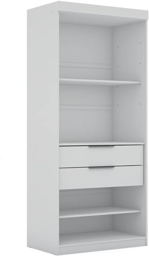 White 4 Drawer Freestanding Wardrobe Closet with Doors and Adjustable Shelves P591373