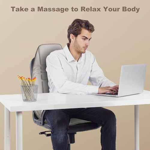 Beige Massage Chair Pad with Heat and Vibration Motors R270