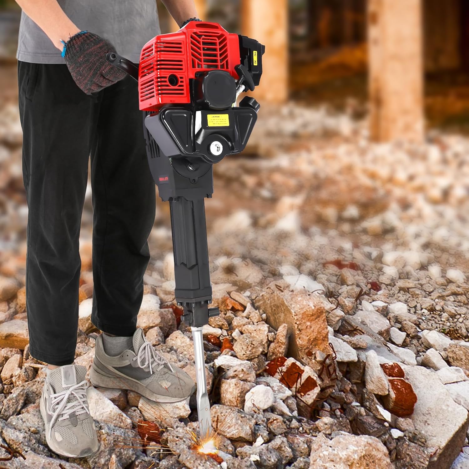 52CC 2 Stroke Gasoline Concrete Breaker with 2 Chisels L77602