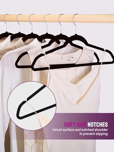 50 Pack Non-Slip Velvet Clothes Hangers with Swivel Hook K75743