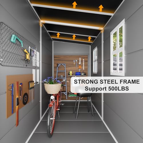 Gray 8x6x7 FT Outdoor Resin Storage Shed with Floor W24312