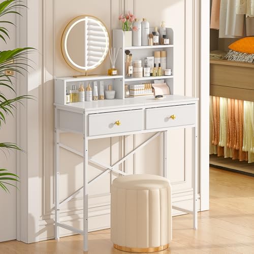 White 2 Drawer Vanity Desk B740