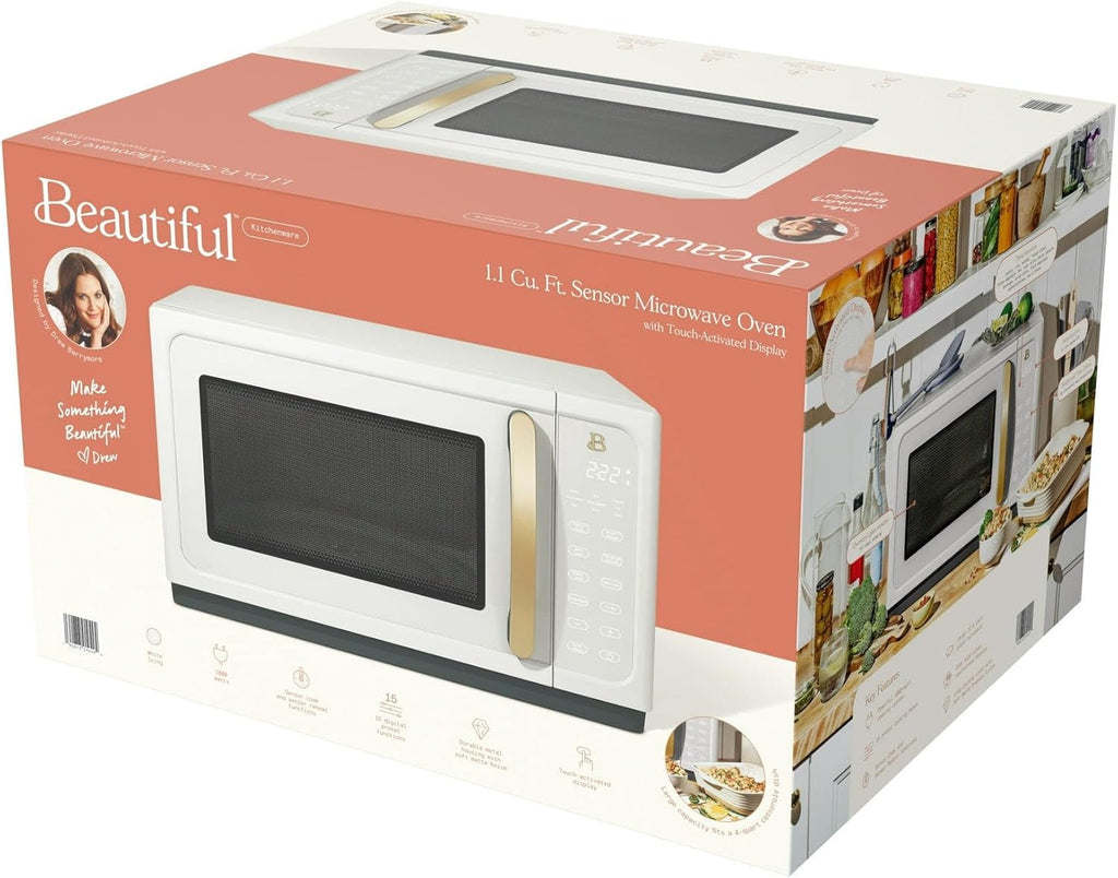 White 1.1 Cu Ft 1000 Watt Sensor Microwave Oven with Turntable Q440952
