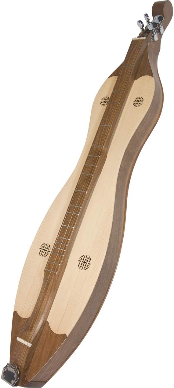 Mountain Dulcimer 4-String Vaulted Spruce Knotwork Walnut with Gig Bag Case and Replacement Strings H41524