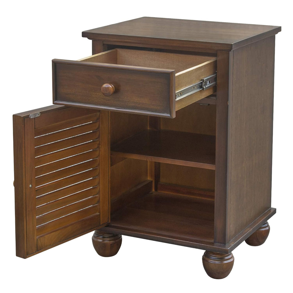 Tropical Walnut Wood Nightstand with Felt Lined Drawer P952285