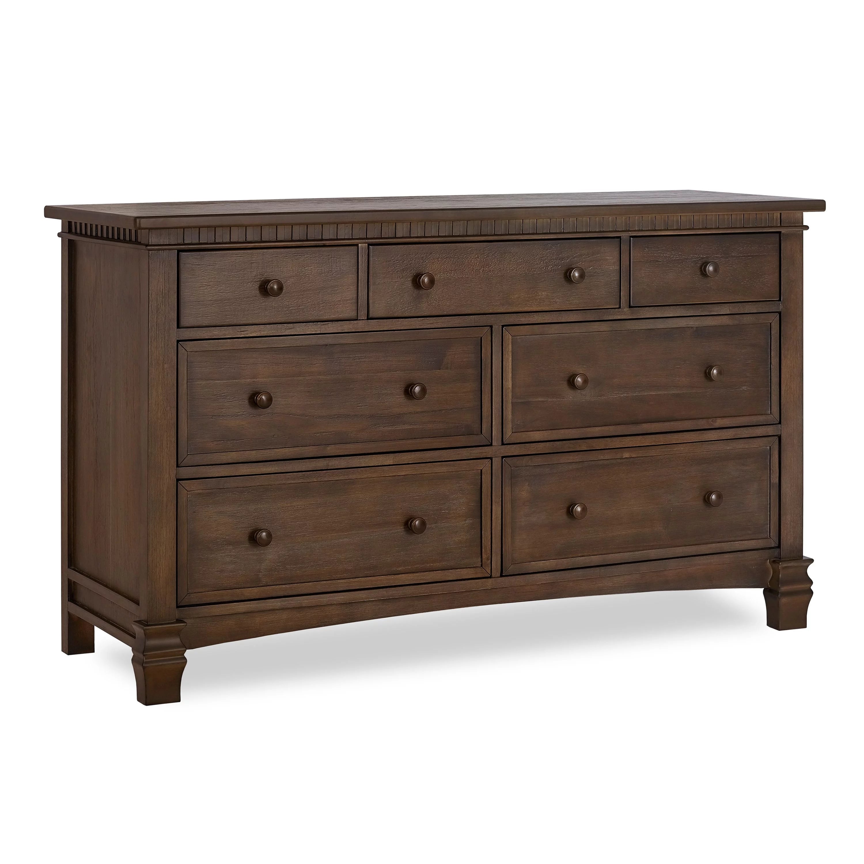 Antique Brown 7 Drawers Double Dresser V94811