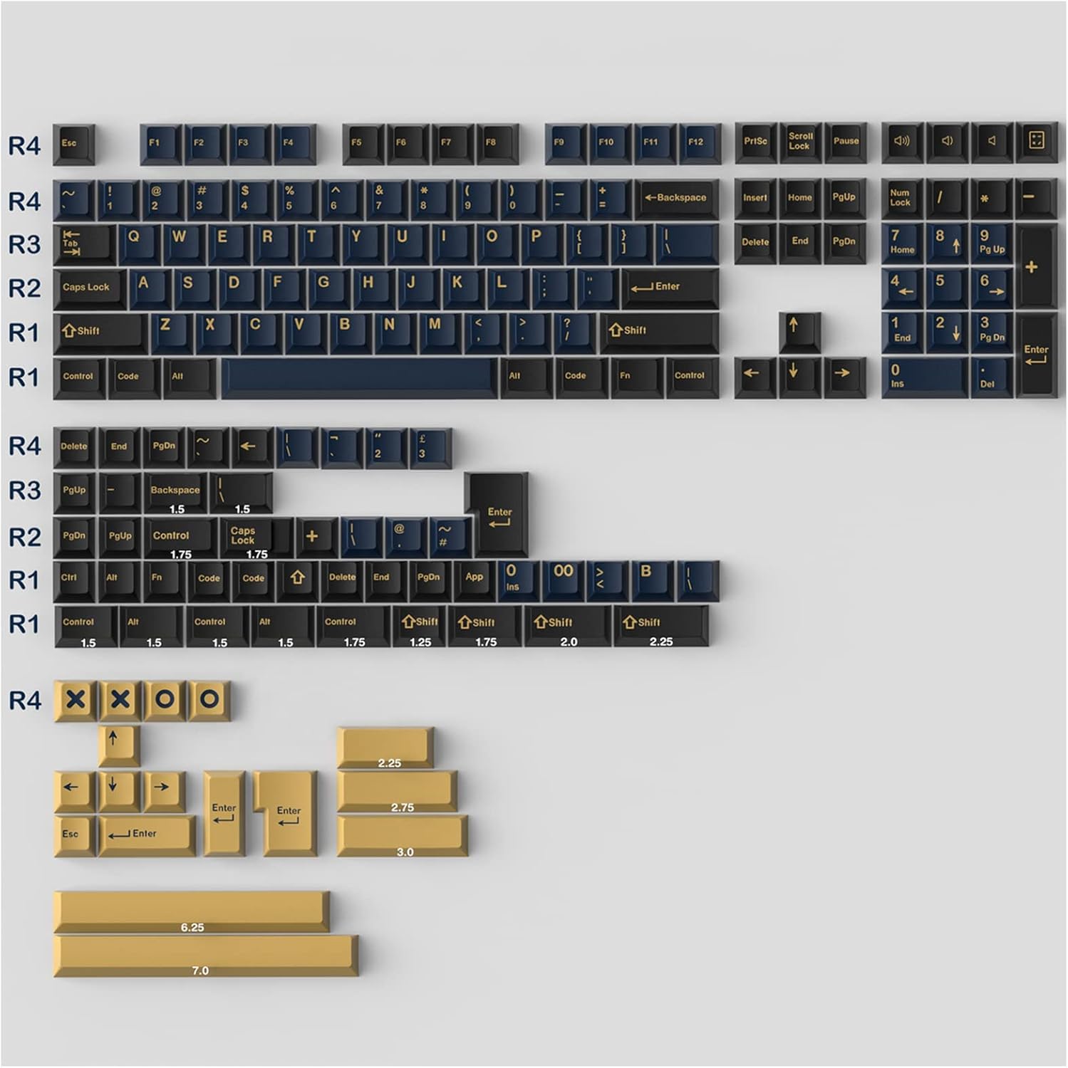 171 Keys Blue Custom Keycaps Doubleshot ABS Keycap Set Cherry Profile L928414