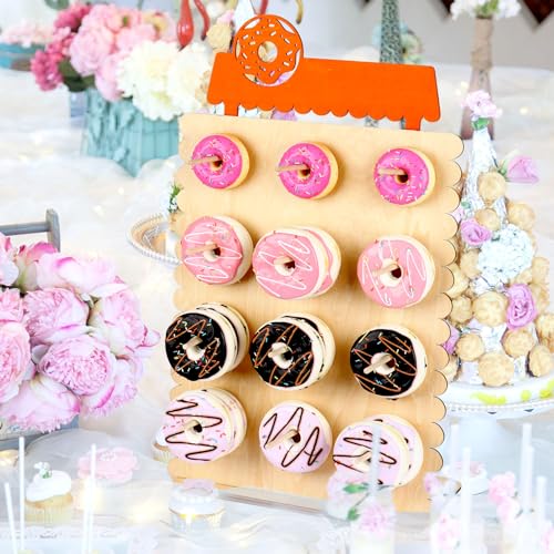 Reusable 12 Peg Wooden Donut Wall Stand N888