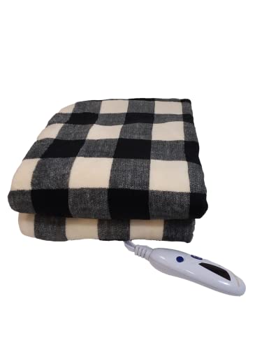 Cream Red Plaid Microplush Electric Heated Throw Blanket M31296