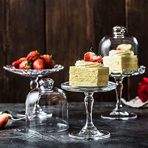 Mini Cake Stand Glass Cupcake Display Plate with Dome Cover Pedestal Dessert Stand Holder I560