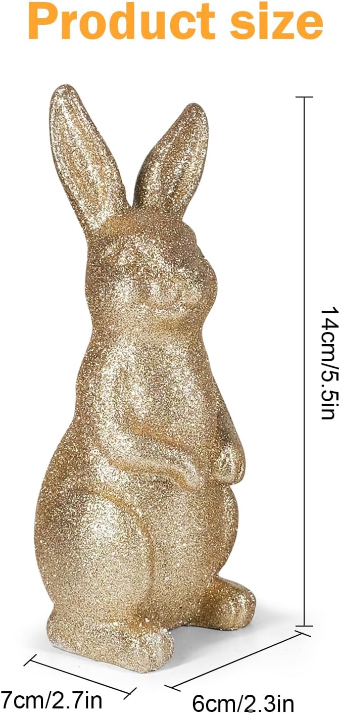 Golden Polyresin Bunny Easter Decor Statue G727