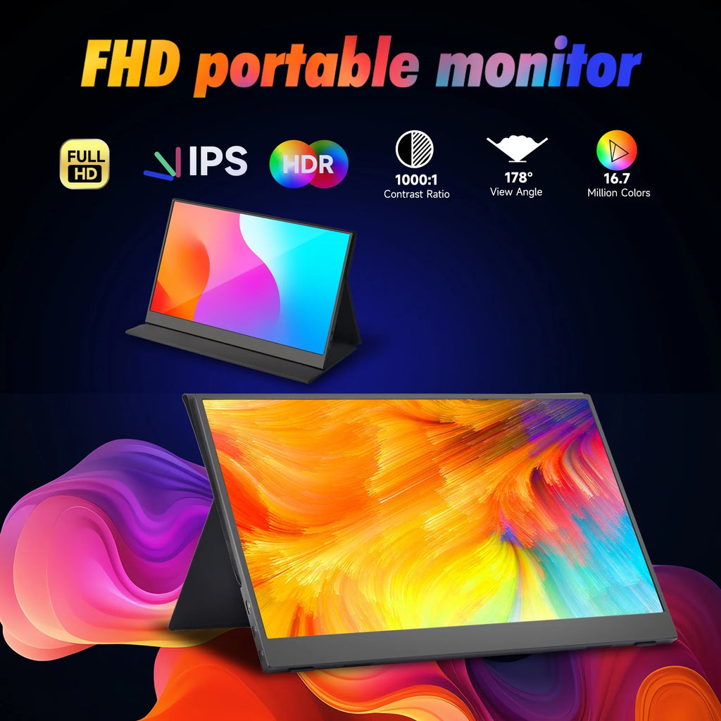 15.6'' FHD 1080P USB-C HDMI IPS Portable Monitor with Smart Cover/Stand E1534