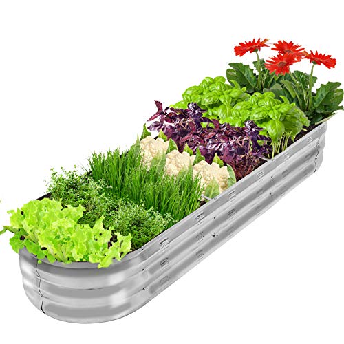 Silver Galvanized Metal Raised Garden Bed Kit E83241