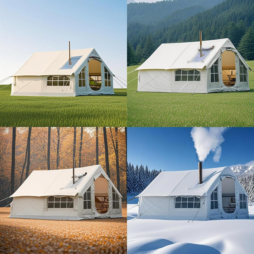 Inflatable Camping Tent with Chimney Opening, 6-8 People with Air Pump & Skylight, 4 Seasons G21262