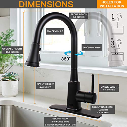 Touchless Kitchen Faucet with Pull Down Sprayer Polished Chrome Solid Brass Stainless Steel M738613