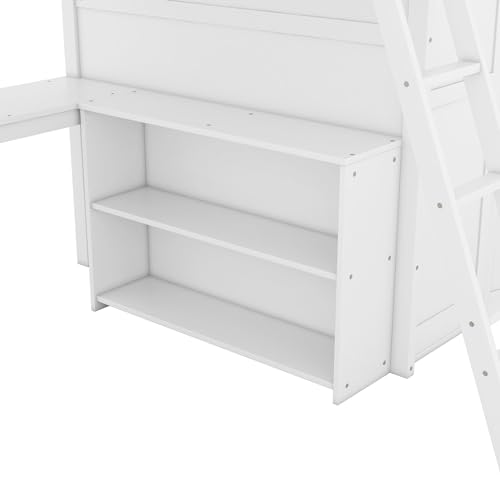 Grey Twin Size Solid Wood Loft Bed with Desk and Wardrobe X3353