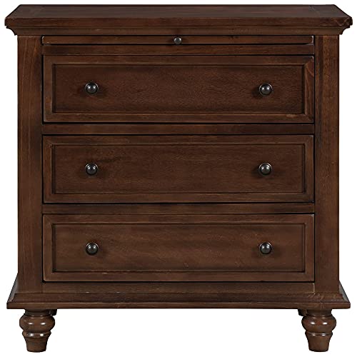3-Drawer Wooden Nightstand with Pull-Out Tray (Blue) I701873