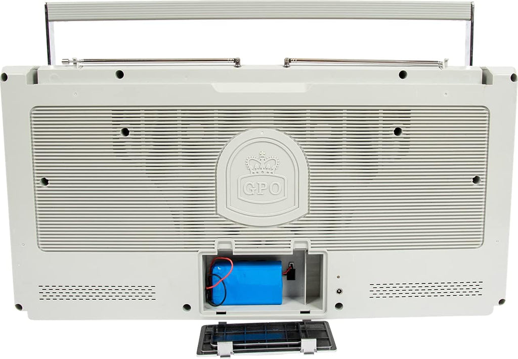 Silver Portable Boombox with CD Player Cassette Player FM Radio USB Bluetooth Speaker E718