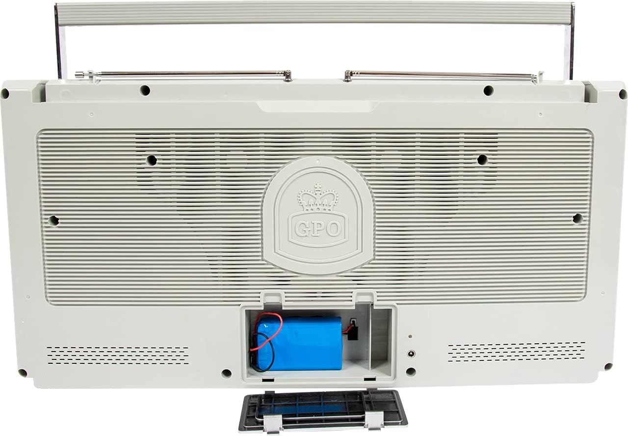 Silver Portable Boombox with CD Player Cassette Player FM Radio USB Bluetooth Speaker E718