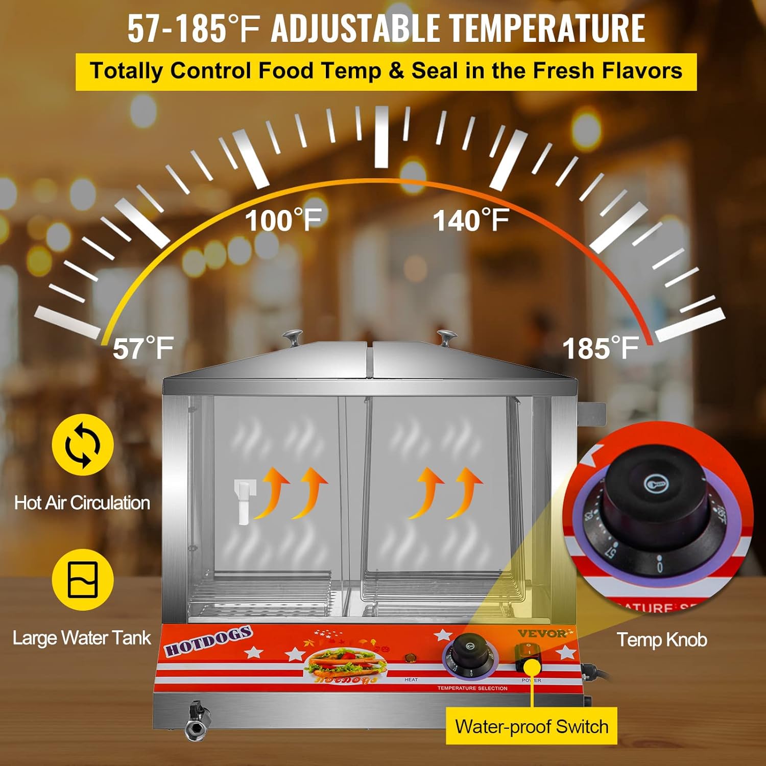 36L Stainless Steel Hot Dog Steamer I774