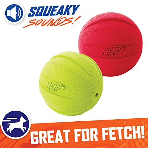 Red 4 Inch Diameter Rubber Dog Ball with Squeaker Y18791