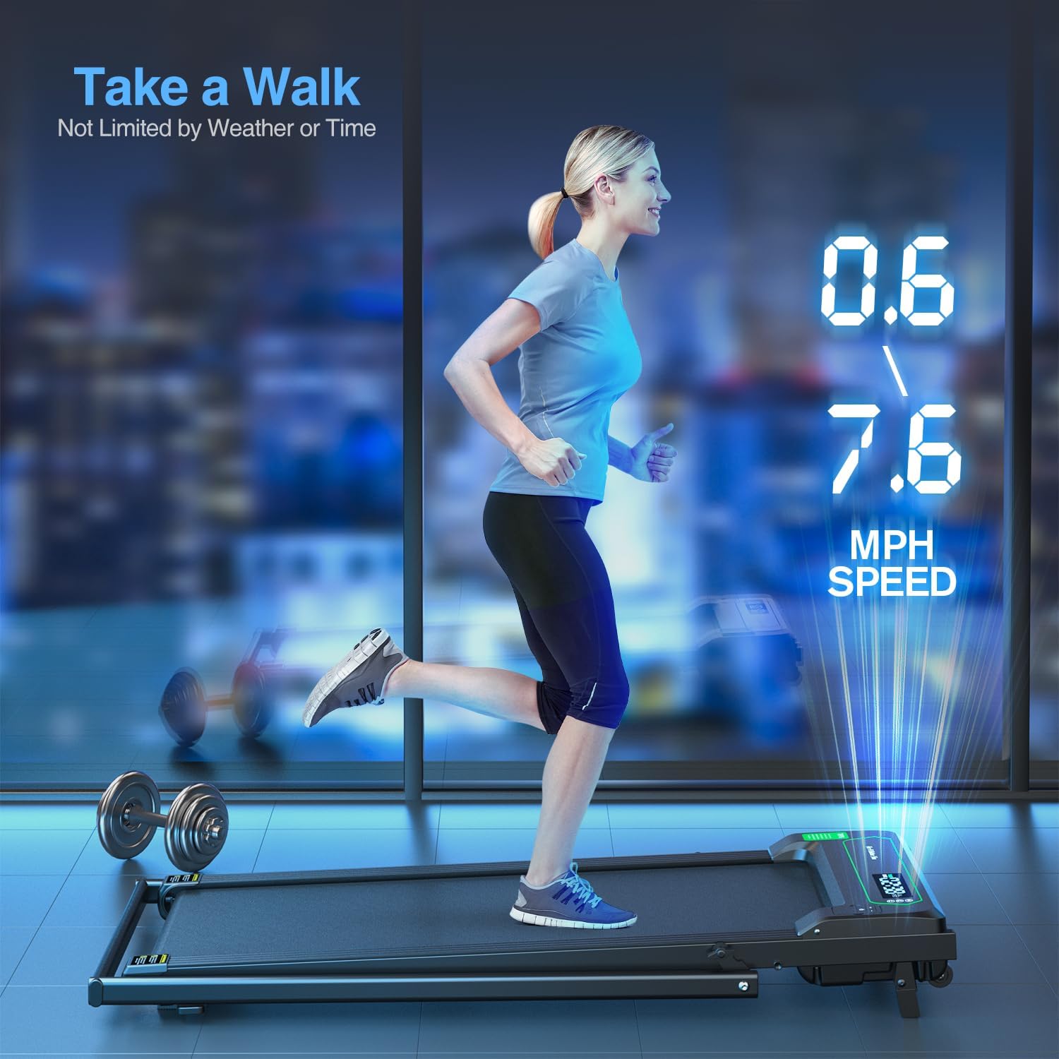 Walking Pad Under Desk Treadmill 2 in 1 Folding Treadmill with Remote Control LED Display L75218