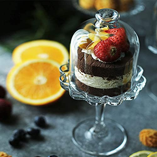 Mini Cake Stand Glass Cupcake Display Plate with Dome Cover Pedestal Dessert Stand Holder I560
