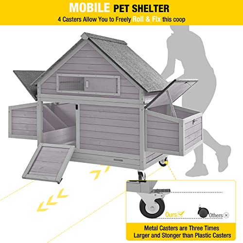 Portable Chicken Coop with Wheels and Nesting Box N814