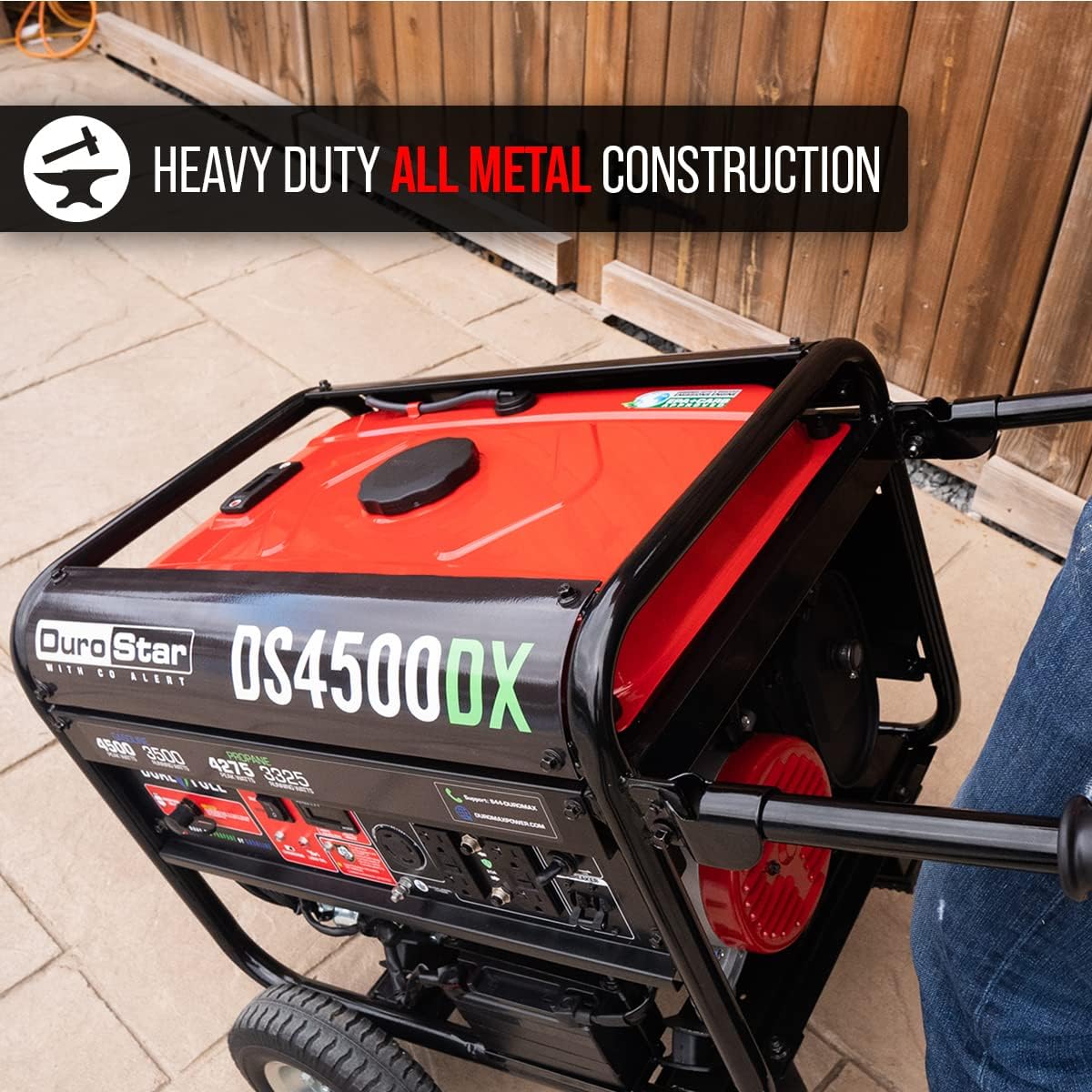 Dual Fuel Portable Generator 4850 Watt Gas or Propane Electric Start Red Black O51681