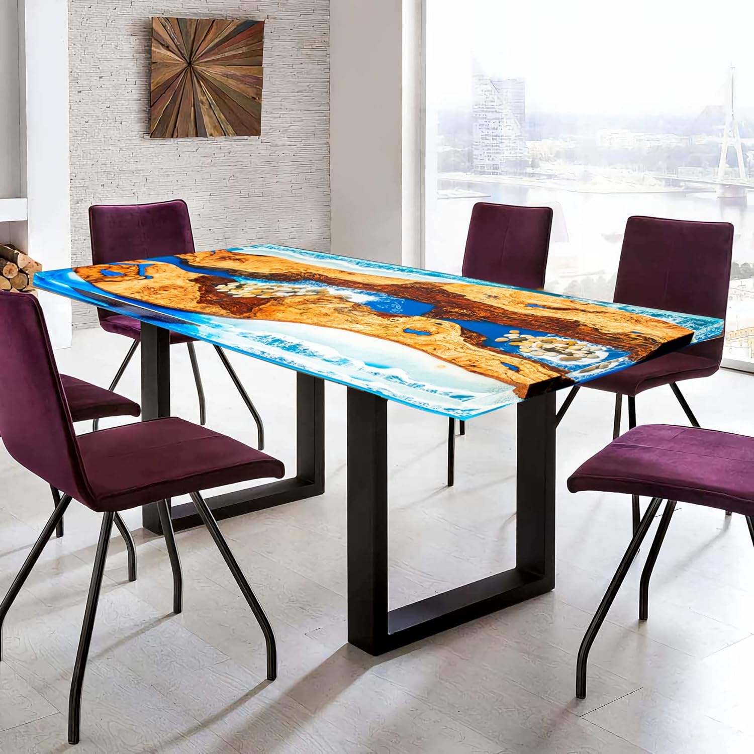 Blue Resin Wood River Dining Table J18194