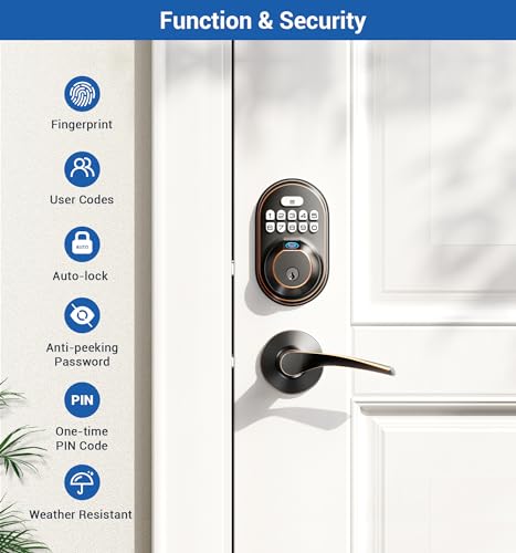 Oil Rubbed Bronze Keyless Entry Door Lock with 2 Lever Handles S133192