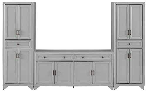 3-Piece Distressed Gray Sideboard Buffet Cabinet and Kitchen Storage Pantry Set Q34447