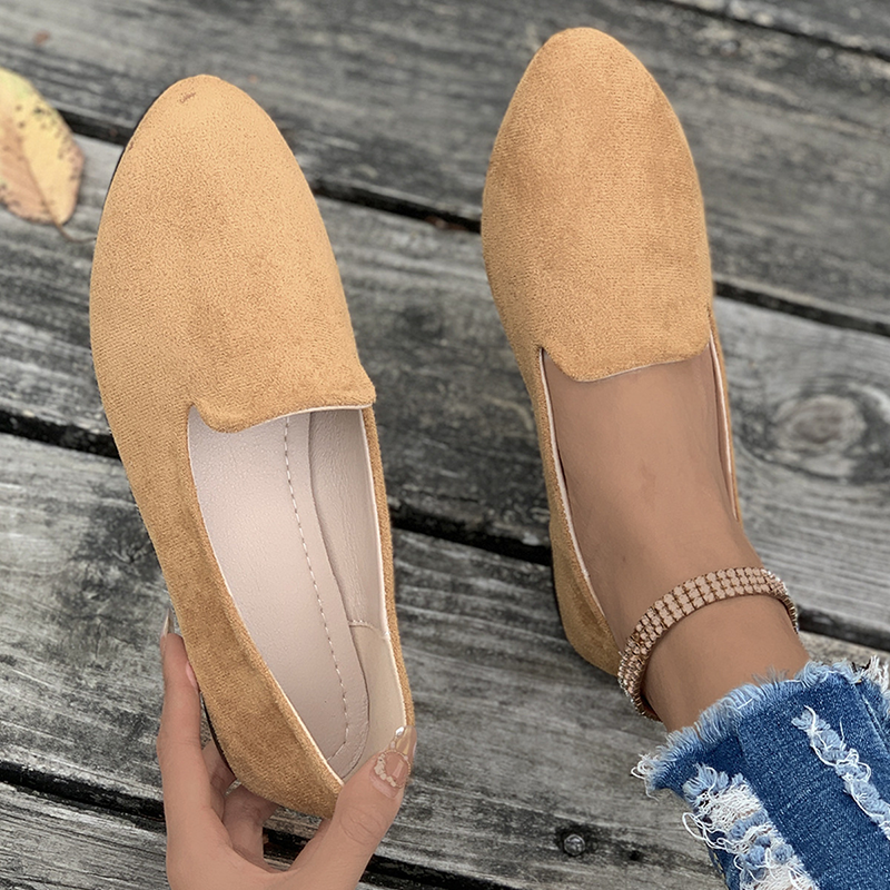 Women's Suede Slip-On Casual Flats – Pointed-Toe Walking Shoes