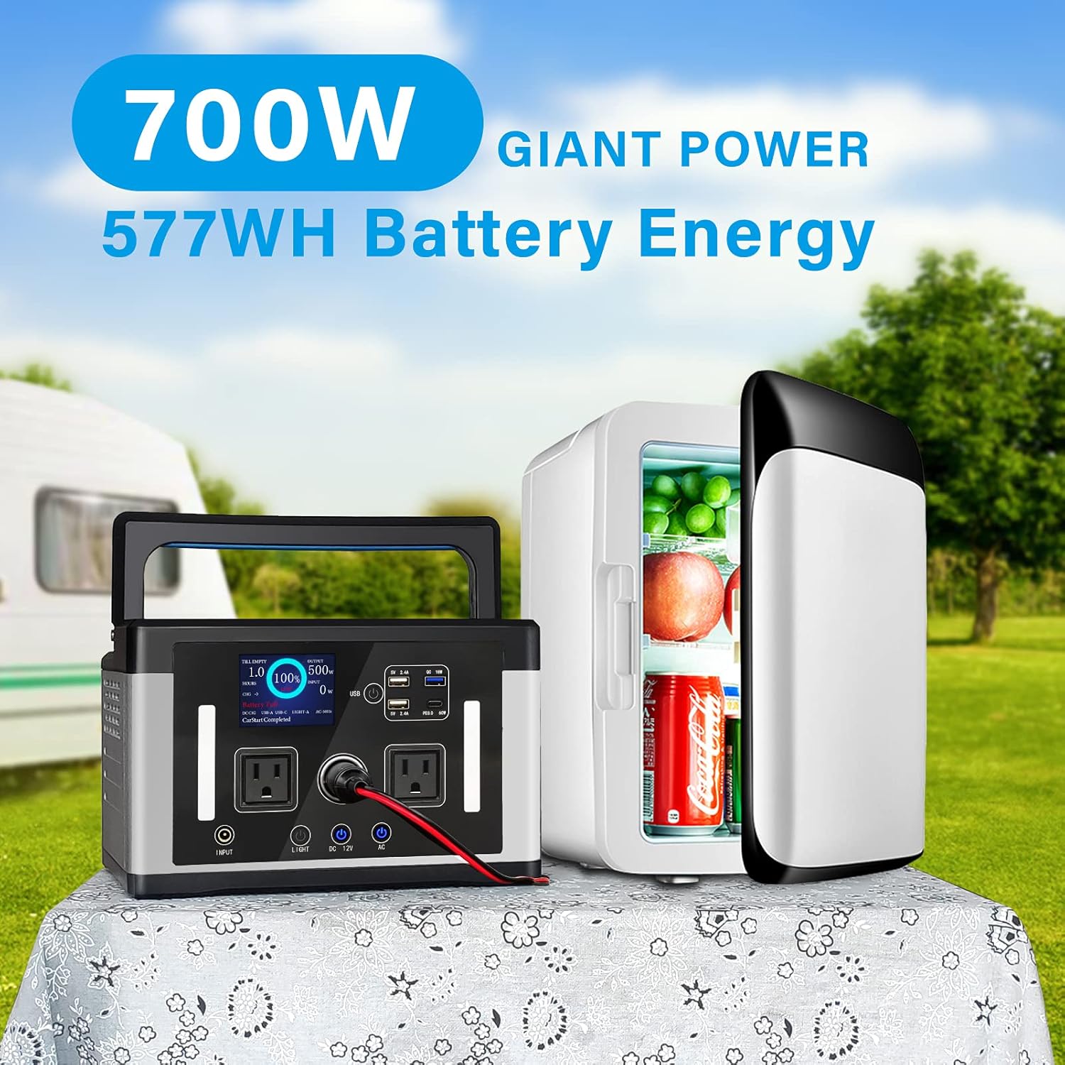 700W 577Wh 155900mAh Portable Power Station with AC Outlet E610