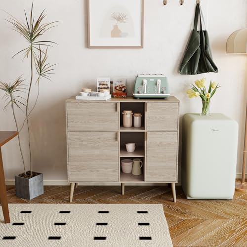 Storage Cabinet with Doors and Shelves, 4 Doors 3 Open Shelves J259733