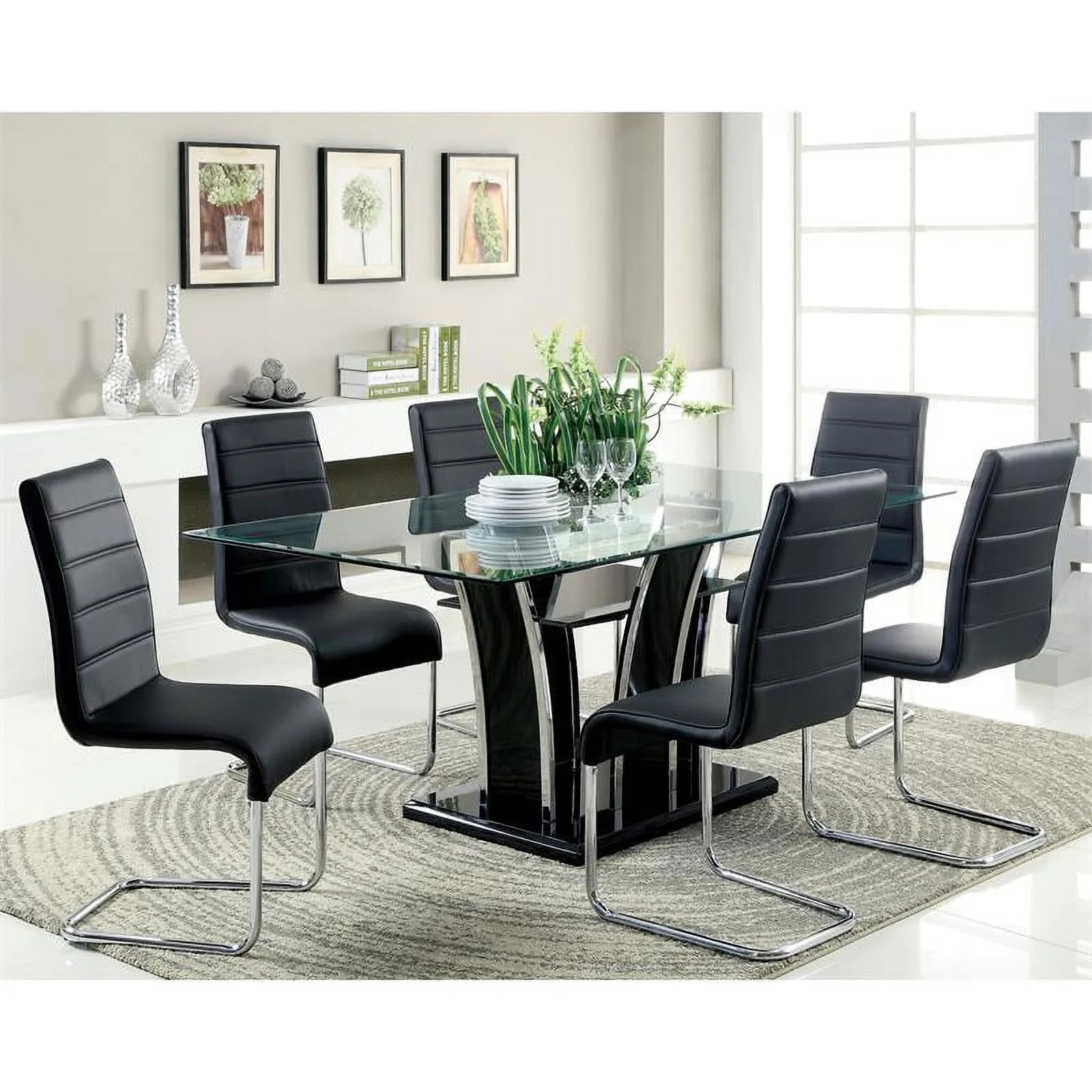 Black Glass Top Dining Table P758826
