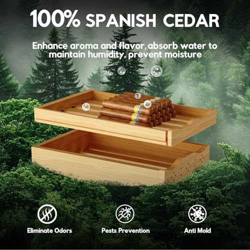 35L Electric Cigar Humidor Cabinet, 260 Counts, Spanish Cedar Wood Q708
